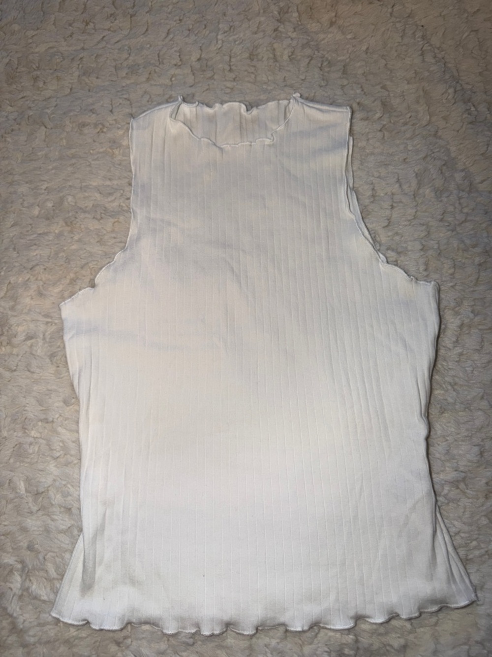 Sleeveless Ribbed Mock Neck Tank Top - White